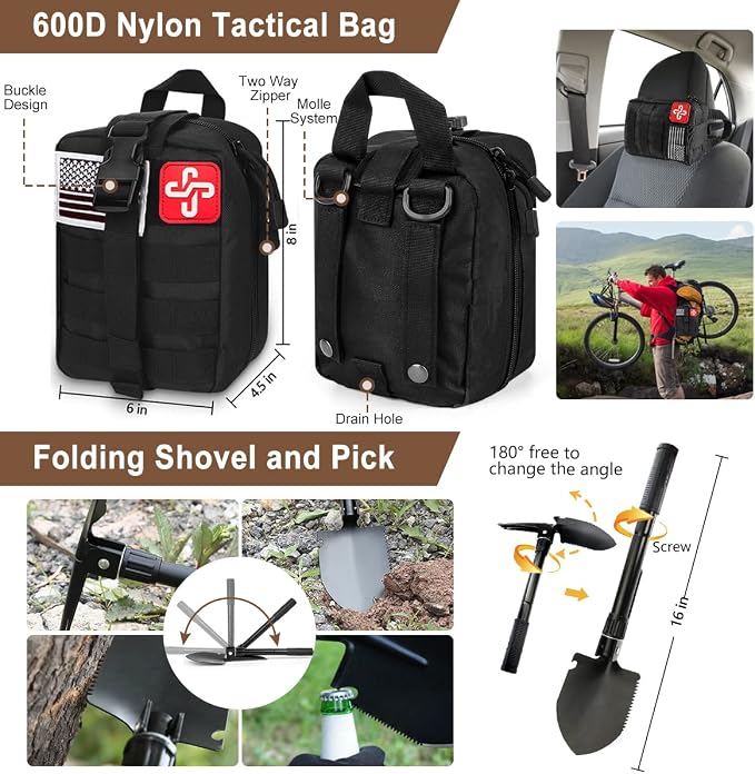 238Pcs Emergency Survival Kit and First Aid Kit, Professional Survival Gear Tool - Image 3