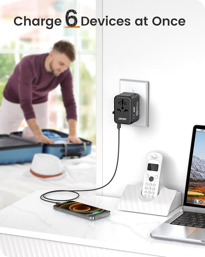 LENCENT Universal Travel Power Adapter, 30W International Wall Charger - Image 5