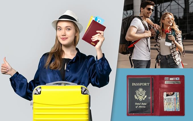Personalized Monogrammed Red Leather RFID Passport Wallet - Image 8