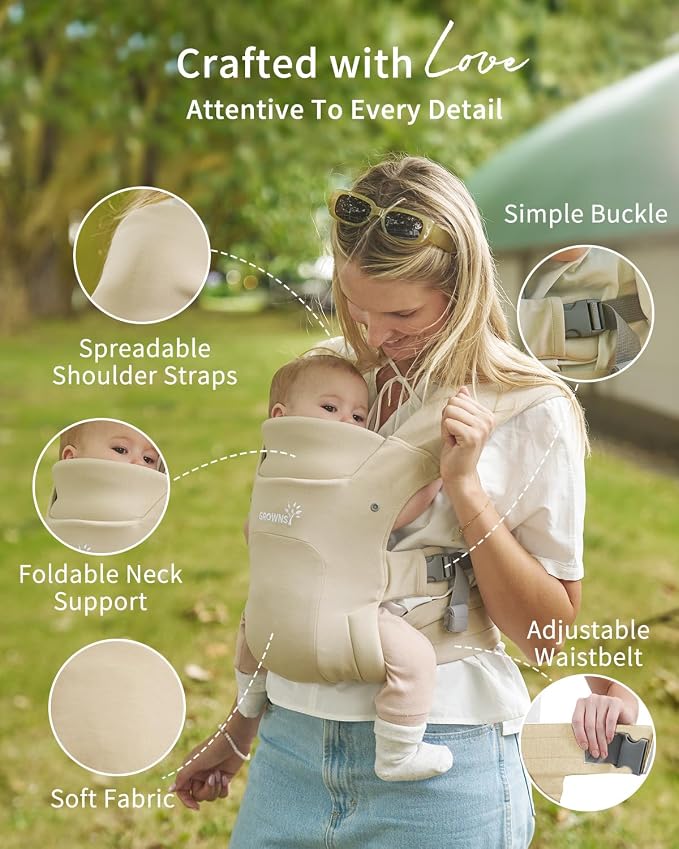 GROWNSY Baby Carrier Newborn to Toddler, Cozy Baby Wraps Carrier, Ergonomic - Image 4
