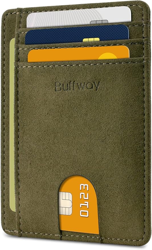 Buffway Slim Minimalist Front Pocket RFID Blocking Leather Wallets by Buffway