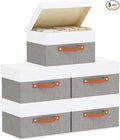 Fabric Storage Boxes with Lids, Linen Foldable Cloth Baskets, Closet Organizer by YheenLf