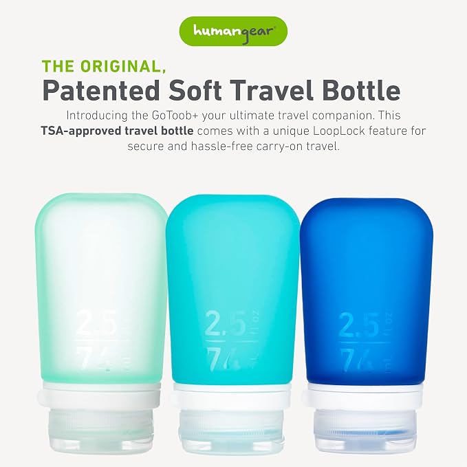 humangear GoToob+ 3-Pack | Refillable Silicone Travel Bottle | Locking Lid | - Image 2