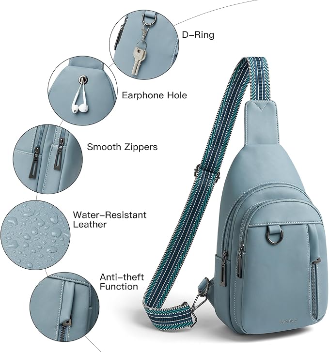 7L Sling Bag for Women Men Leather Small Sling Backpack Daypack Anti Theft - Image 4