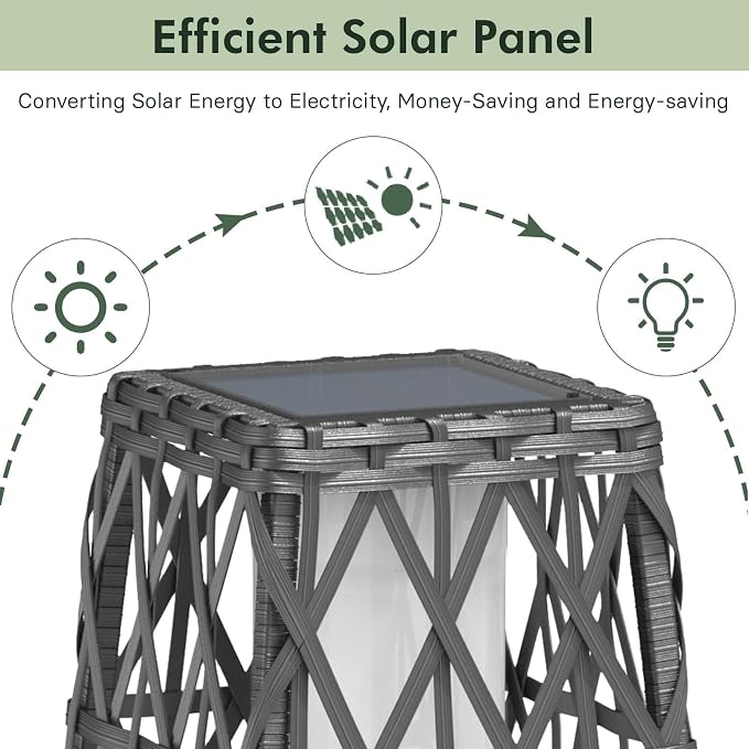 Grand patio 2-Piece Solar Outdoor Floor Lamp Solar Powered Wicker Lantern - Image 4