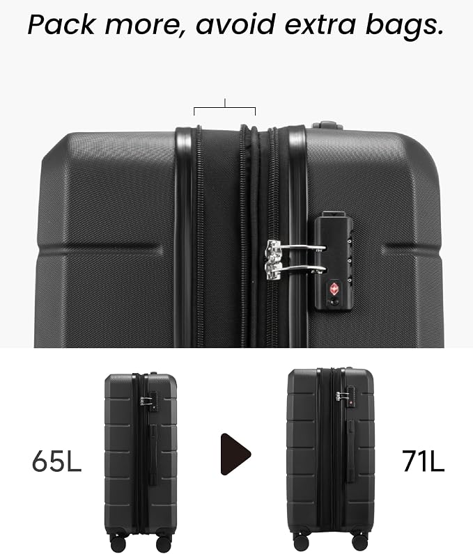 24 Inch Luggage with Spinner Wheels, Expandable Hardside Medium Checked Suitcase - Image 3