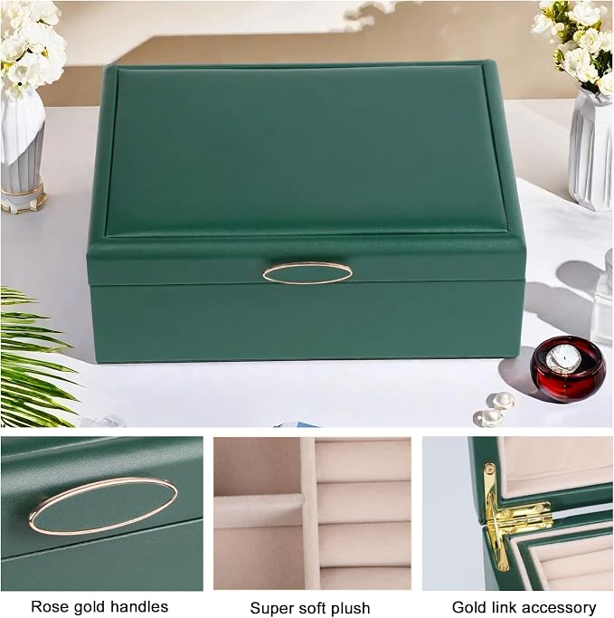 Small Jewelry Organizer for Women, 2-Layer Travel Jewelry Box - Image 3