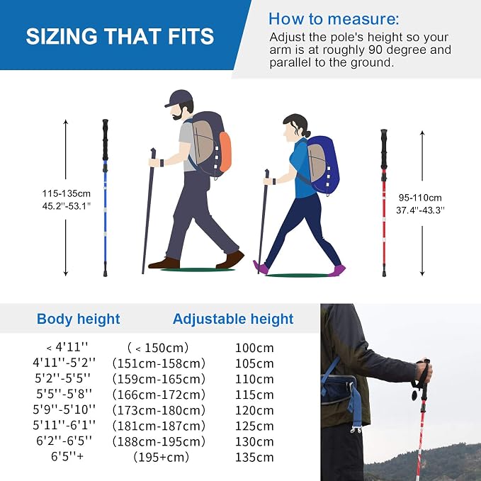 BISINNA Collapsible Trekking Hiking Poles- 2 Pack Folding Aluminum Walking - Image 7