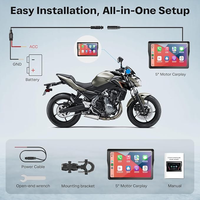 WonVon 5 Inch Motorcycle Carplay GPS Navigation System - Image 9