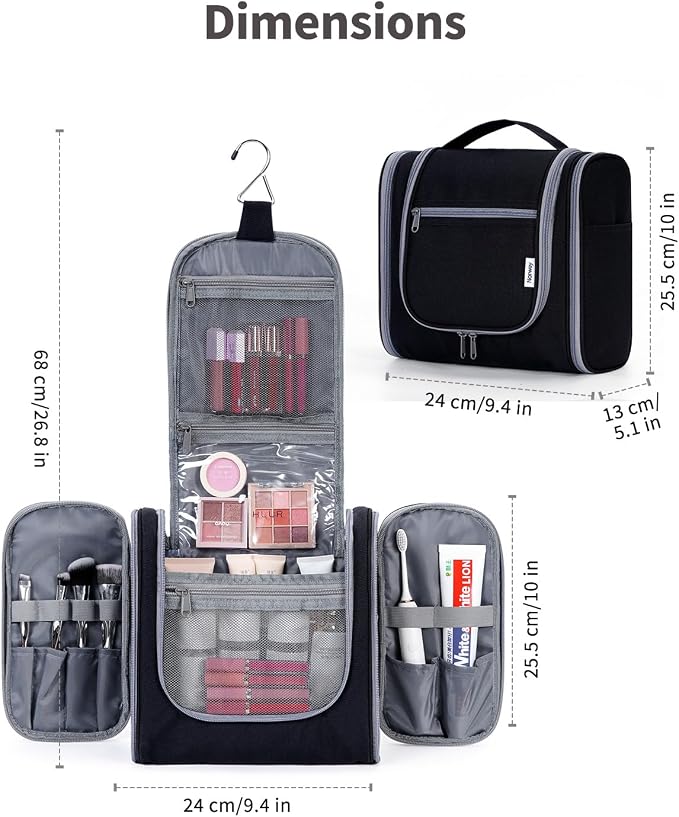 Narwey Hanging Toiletry Bag for Women Travel Makeup Bag Organizer Toiletries - Image 5