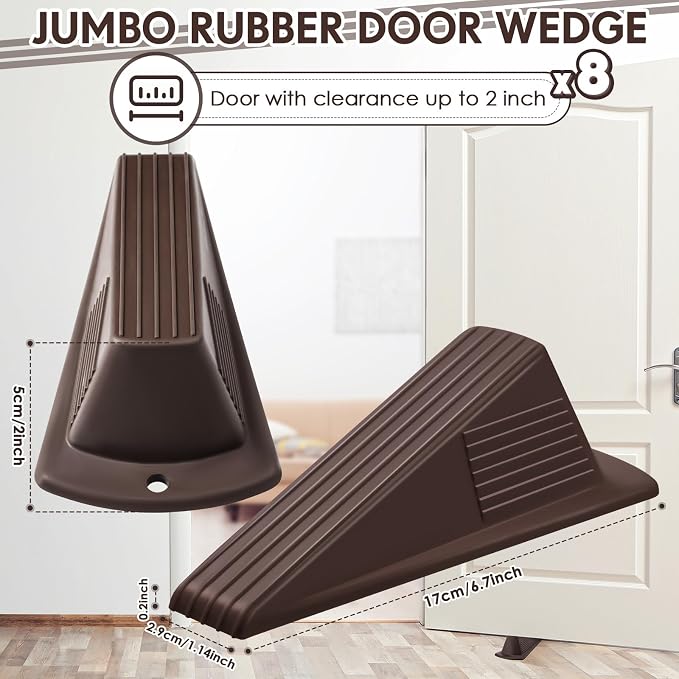 Frienda 8 Pcs Jumbo Door Stoppers Heavy Duty Door Stopper Tall up to 2inch Tall - Image 2