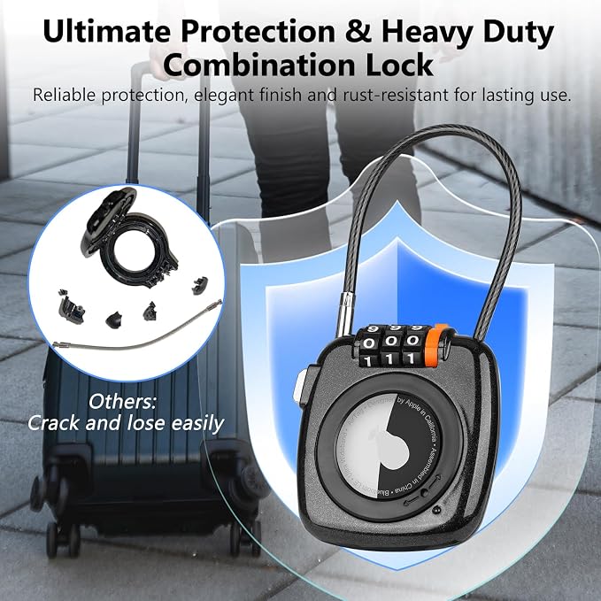 Compatible with Apple AirTag Secure Lock with Wire Cable, 3-Digit Combination - Image 7