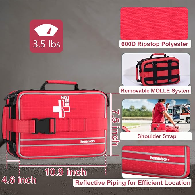 First Aid Kit with Labeled and Color-Coded Compartments, Emergency Medical Kit - Image 2