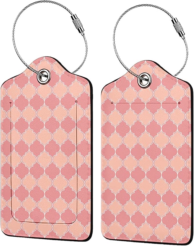 Pink Moroccan Plaid 2 Pack Luggage Tag by Unknown