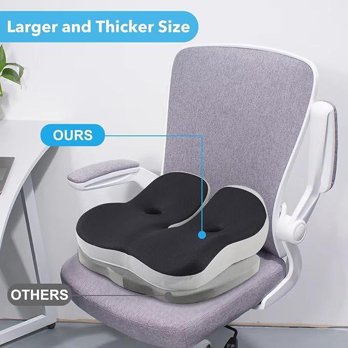 Seat Cushion, Office Chair Memory Cushion, Ergonomic Design, Relieve Sciatica - Image 5