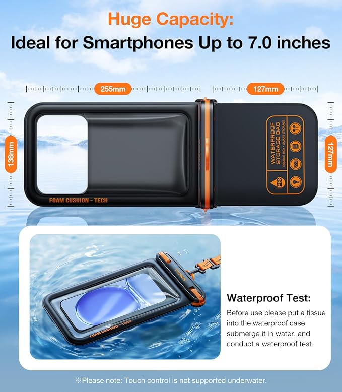 TORRAS IP68 Waterproof Phone Pouch Double Space, Floating Waterproof Phone Case - Image 7