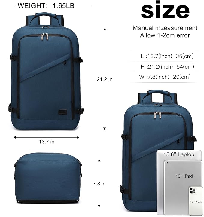 Kono Carry on Backpack, Waterproof Lightweight Daypack - Image 2