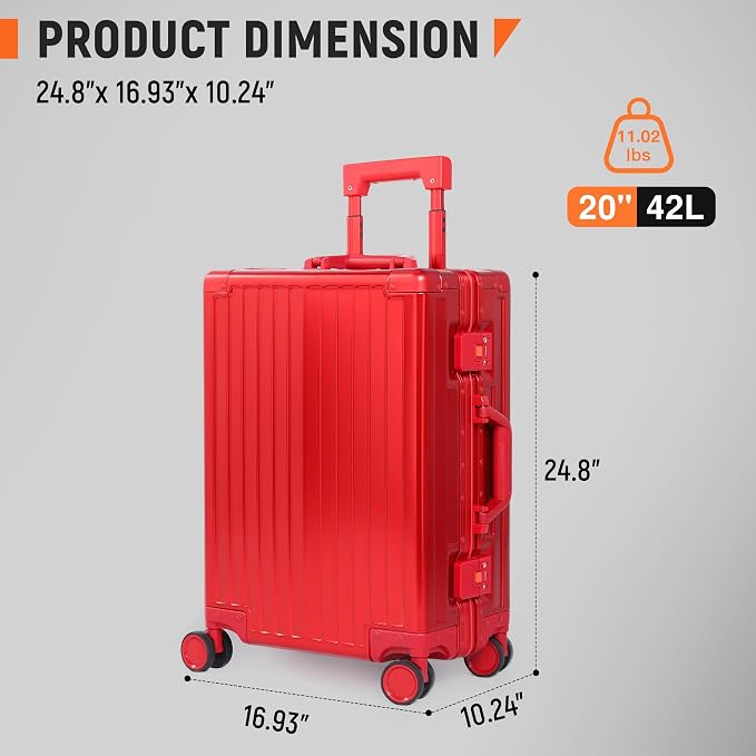 UrbanExplorer All Aluminum Carry On Luggage 22x14x9 Airline Approved Heavy Duty - Image 2