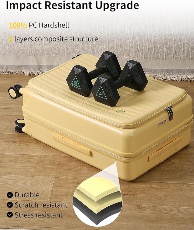 aji Expandable Top Open 26 Inch Checked Luggage - Image 6