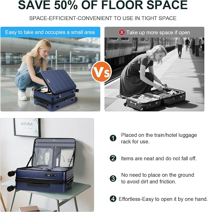 KROSER Carry On Luggage with Spinner Wheels & Built-in TSA Lock, Expandable Top - Image 6