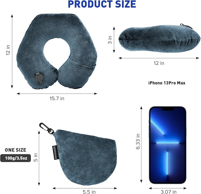 Rewondah Neck Pillows for Travel, Inflatable Travel Pillow, Inflatable Neck - Image 7
