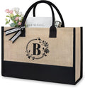 TOPDesign Personalized Initial Jute/Canvas Beach Bag, Monogrammed Gift Tote Bag by TOPDesign