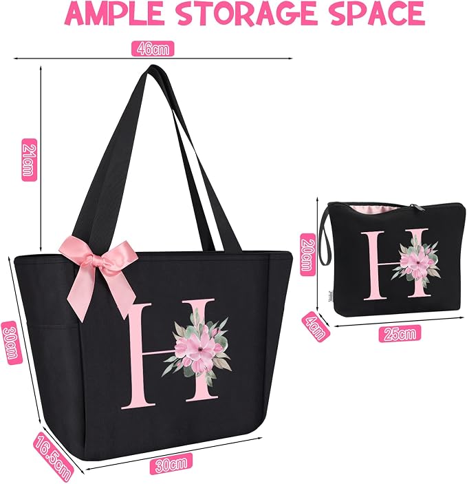 Vavabox Tote Bag, A-Z Initial Monogrammed Waterproof Tote Bag, Bridesmaid Gifts - Image 3