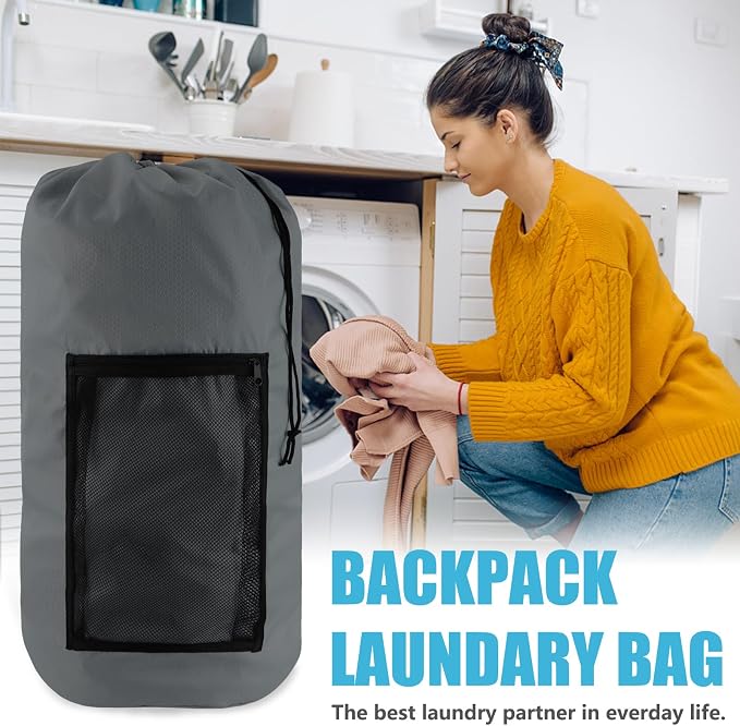 Laundry Bag Backpack, Dirty Clothes Travel Bag - Image 3