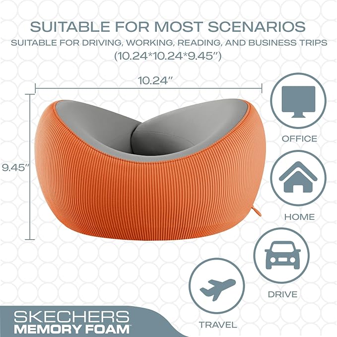 Skechers Women's Memory Foam Neck Pillow, Comfortable & Breathable Travel Pillow - Image 5