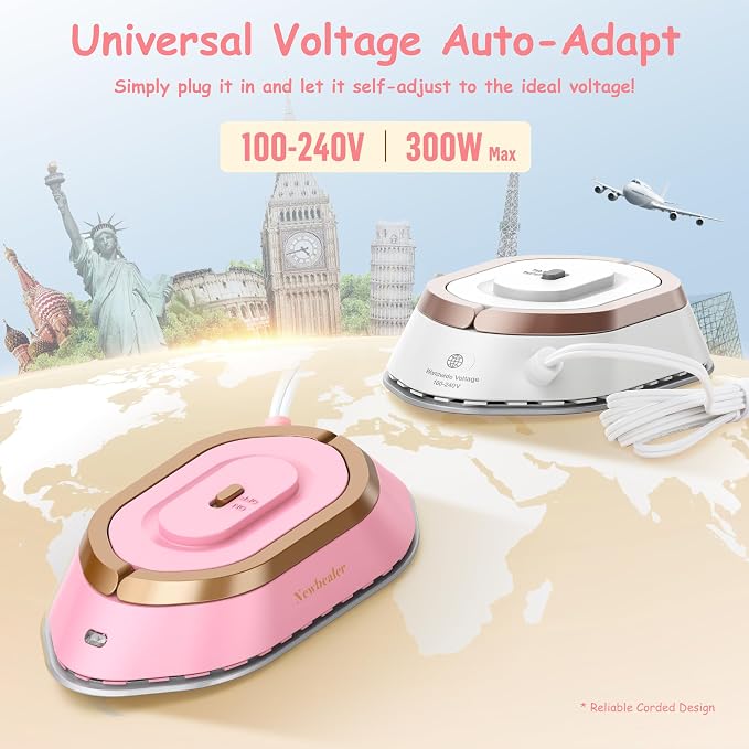 Newbealer Travel Iron with Global Voltage, 100-240V Mini Dry Iron - Image 3
