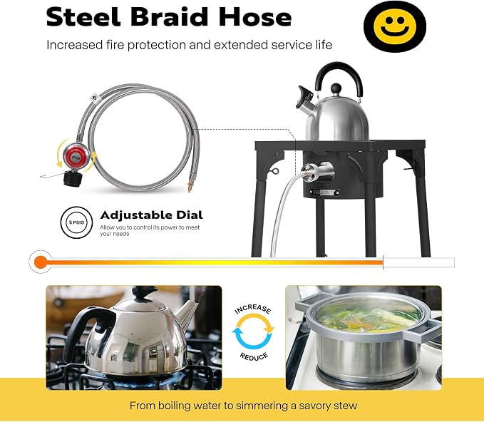 VIVOHOME 100, 000 BTU Single Burner Propane Gas Stove, Portable Outdoor Camping - Image 5
