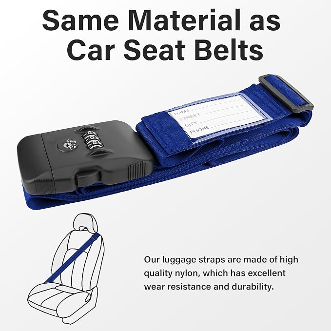 Luggage Straps, 2 Pack Adjustable Heavy Duty Cross Suitcase Straps - Image 3
