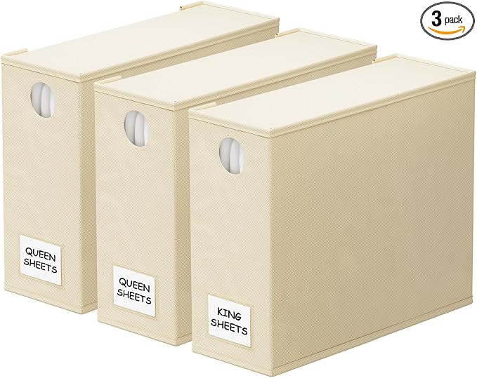 SpaceAid 3 Pack Bed Sheet Organizers and Storage, Foldable Linen Closet by SpaceAid
