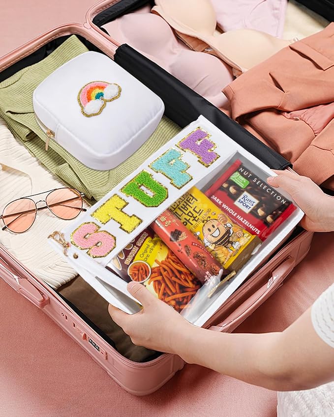 2 Pcs Snack Pouch Chenille Letter Clear Zipper Snack Bag, Nylon Snack Pouch - Image 7