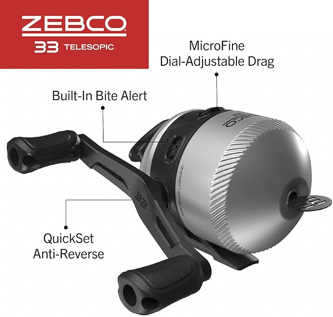 Zebco 33 Spinning Reel and Telescopic Fishing Rod Combo - Image 4