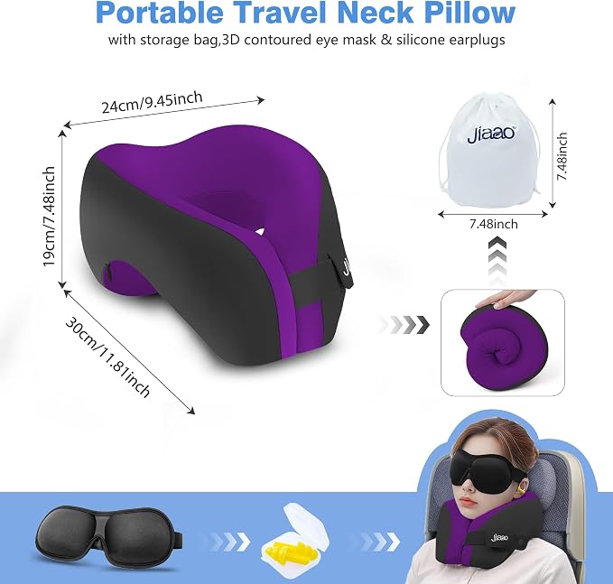 Neck Pillow Airplane, Ergonomic Memory Foam Travel Pillows - Image 6