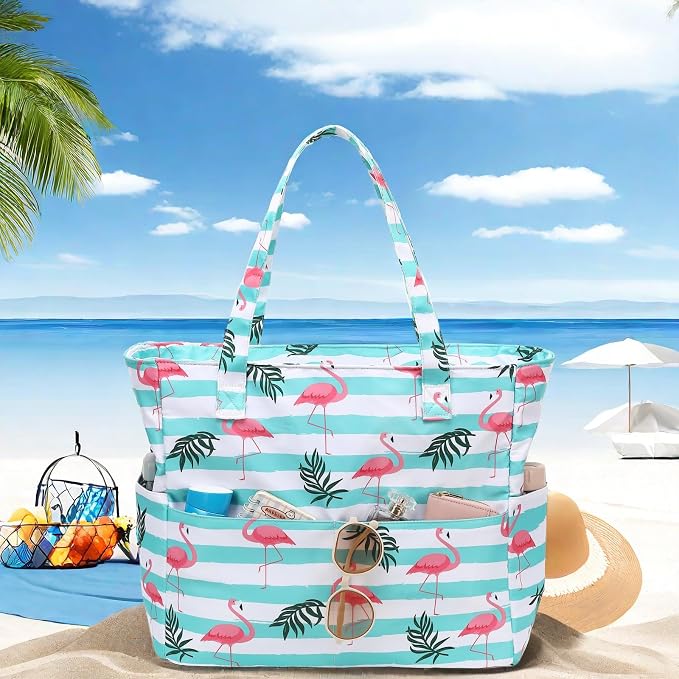 LEDAOU Beach Bag Waterproof Sandproof Women Tote Bag Pool Bag - Image 2