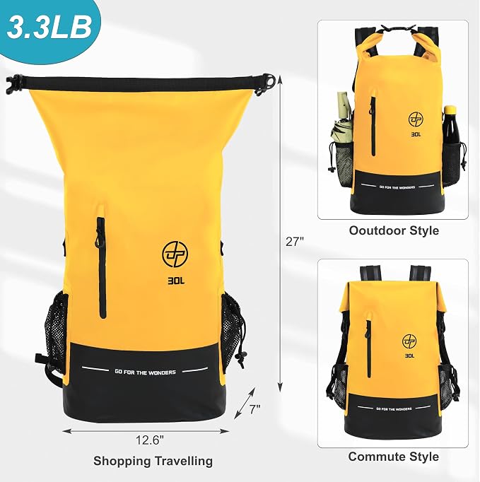 UPWELL 30L Waterproof Dry Bag Boating Backpack - Image 4