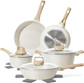 12 Pcs Pots and Pans Set, Nonstick Cookware Sets White Granite Induction by SODAY