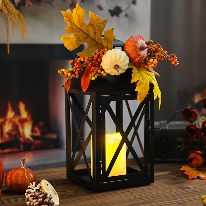 Fall Decor Lantern for Home, Large Decorative Lanterns Outdoor Waterproof 12" - Image 3