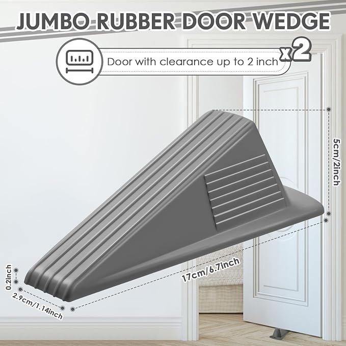 Frienda 2 Pcs Jumbo Door Stoppers Heavy Duty Door Stopper Tall up to 2inch Tall - Image 2