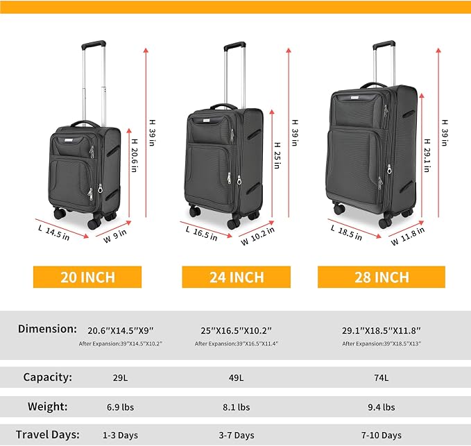 3-Piece Softside Expandable Luggage Set - Image 2