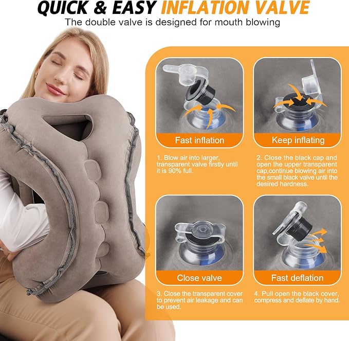 Inflatable Travel Pillow, Support Head, Used - Image 5