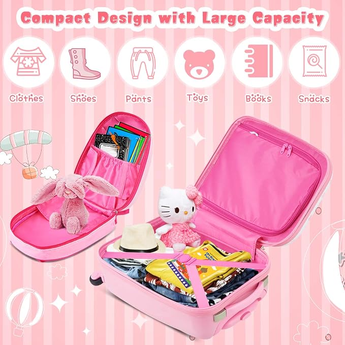 HONEY JOY Kids Luggage, Lightweight Toddler Girls Suitcase, Durable ABS - Image 6