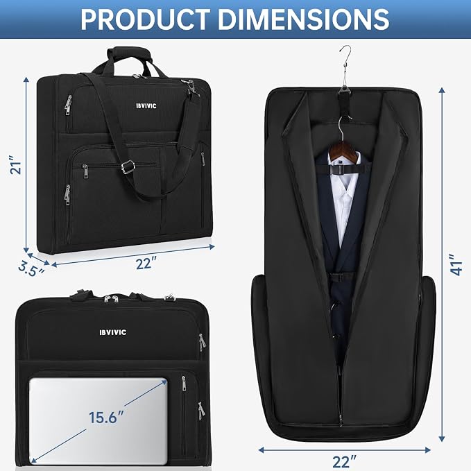 Garment Bags for Travel, Large Suit Travel Bag Convertible Travel Garment Bag - Image 2