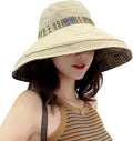 Women Wide Brim Sun Hats Metal Wired Edge Summer UV Protection Beach Fishing Hat by HUAMULAN