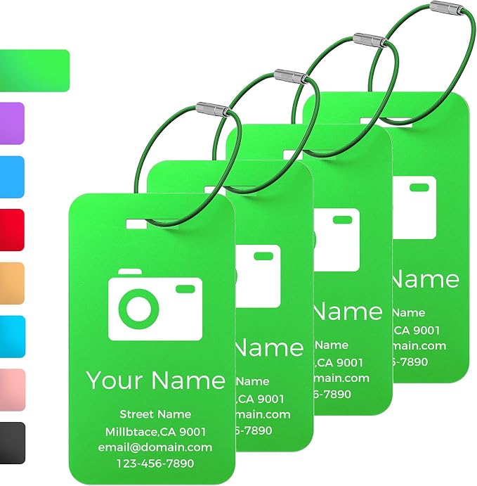 Personalized Luggage Tags, Custom Luggage Tags 4 Pack TSA Approved Double Sided by Unknown