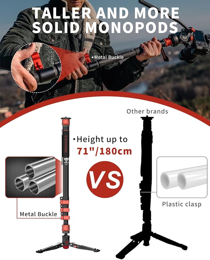 IFOOTAGE Monopod for Camera 71" Cobra 3 A180F, Quick Adjust Monopod - Image 4