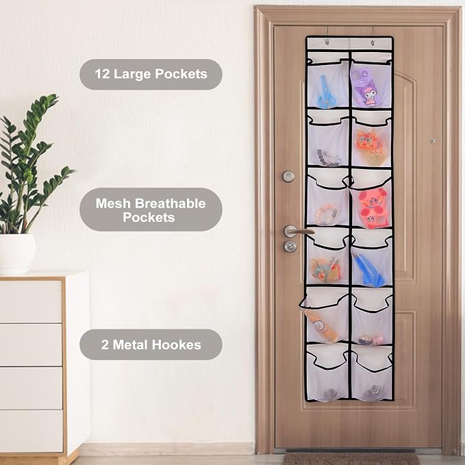 12 Large Pockets Over The Door Hanging Shoe Organizer - Image 7