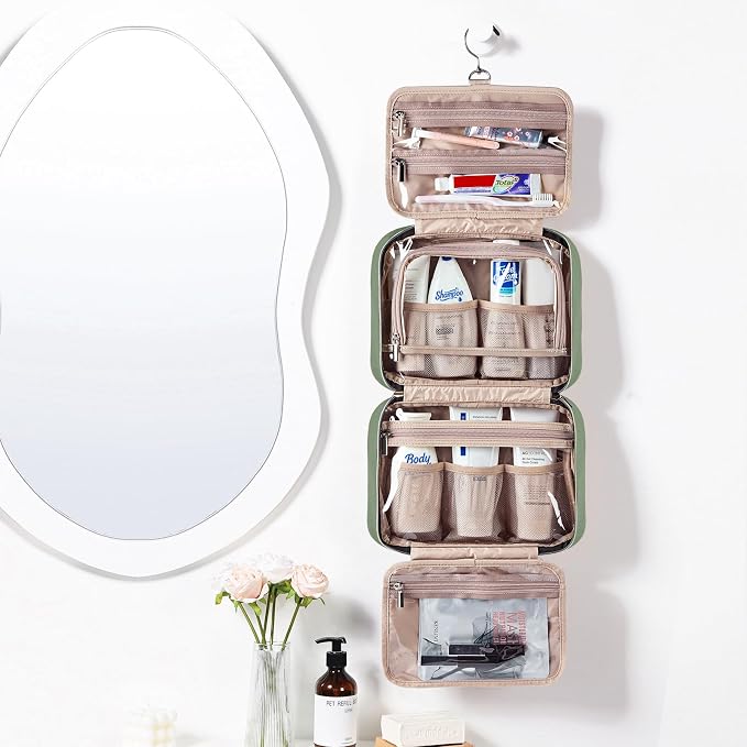 NISHEL Large Double Layer Travel Makeup Bag Women, Cosmetic Case, Organizer - Image 2